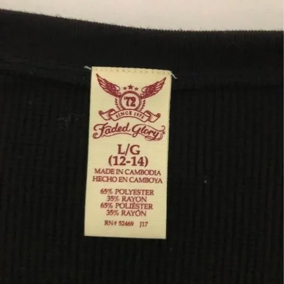 Blouse Large (12-14) Faded Glory Long Sleeve Black C5286 - Picture 5 of 5